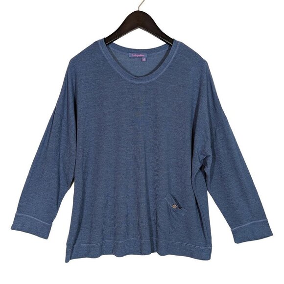 Fresh Produce Boxy Pullover Sweatshirt Womens OS Free Size Slate Blue Stretchy! - Picture 1 of 7